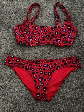 Victoria's Secret Red Leopard Print Bikini